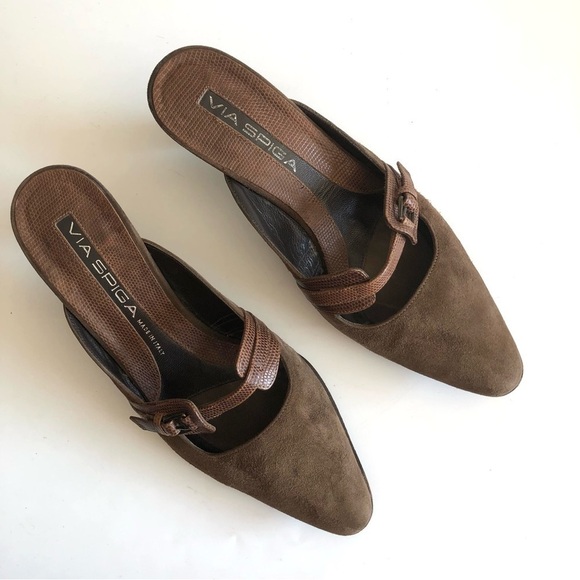 Via Spiga Suede Mary Jane Mules - Picture 4 of 15
